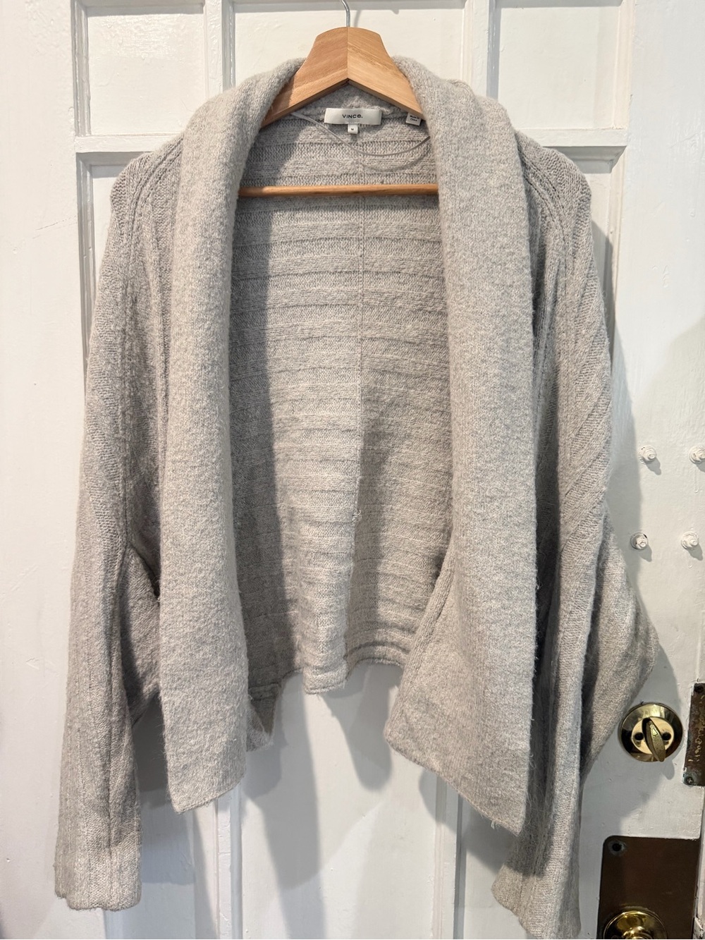 Vince Heather Gray Open-Front Shawl Cardigan